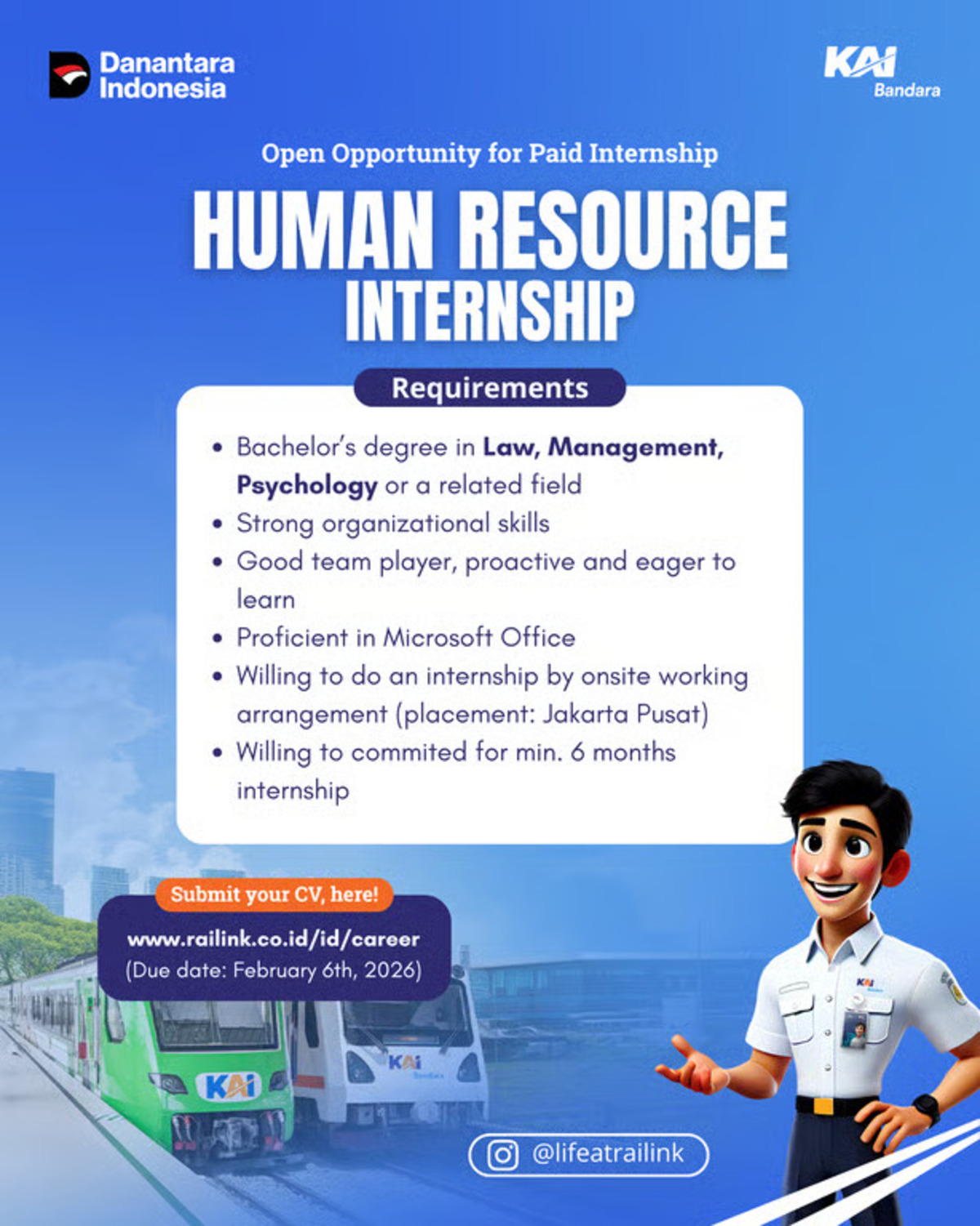 PT Railink Buka Program Magang Human Resource untuk Dukung Pengembangan Talenta Muda Indonesia. (Sumber: VRITIMES.com)