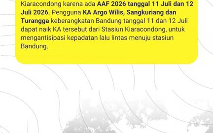 Asia Afrika Festival 2026 Digelar Akhir Pekan di Kota Bandung, KAI Daop 2 Bandung Imbau Pelanggan Datang ke Stasiun Lebih Awal. sumber: vritimes.com